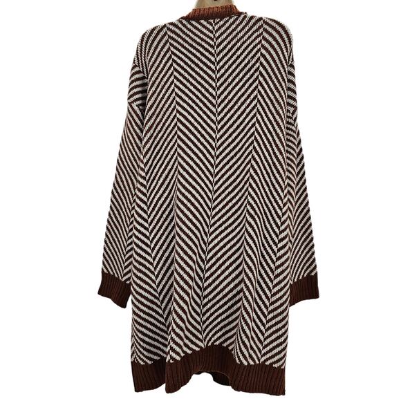 Fortune + Ivy Womans size XXL Chevron Striped Duster Cardigan Sweater Brown New - Picture 4 of 8